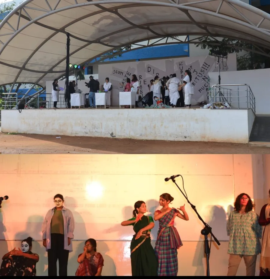 Students performing at the Festival of Waste at Anna Adarsh College