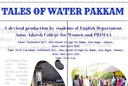 Poster for Tales of Water Pakkam, a devised production by ACCW students and PRIMAA